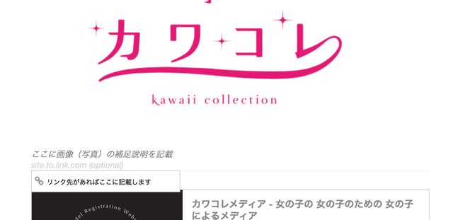 画像: 画像挿入の下に、注釈などを記入することが可能です また画像の出典元などをリンクも記載可能です