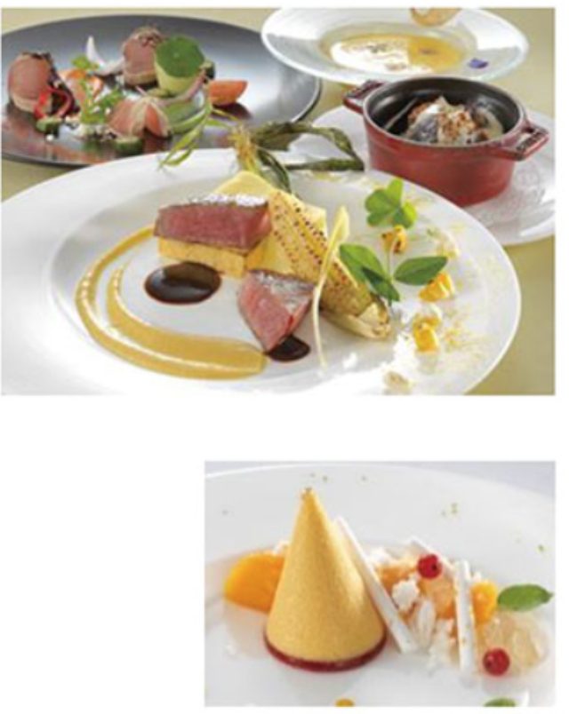 画像: ◆ランチ ・マグロのマリネ 万願寺唐辛子と季節野菜をガスパチョのイメージで ・カボチャの冷製スープ ・加茂茄子のオーブン焼き 豆乳と味口曽のソース ・塩麹でマリネした牛フィレ肉のポワレ 焼きとうもろこしと青柚子の香り ・パン ・コーヒー ◆デザート ・マンゴーのクレーム