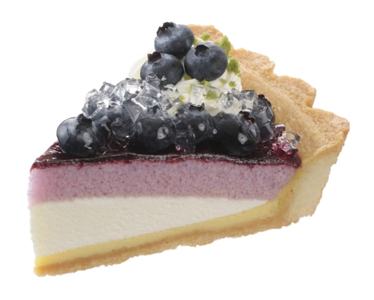 画像: 商品名：「ブルーベリータルト」 価　格： ￥550（税込￥594） 特　長： ヨーグルト風味ムースにブルーベリー風味スポンジを重ね、生クリームとブルーベリーで仕上げました。ブルーベリー＆ヨーグルトの風味が爽やかな夏のタルトです。 販売期間　2015年7月10日～7月30日