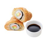 画像: ●カリフォルニア クロワッサン… 『クロワッサン』と『寿司』を掛け合わせた商品として全米で注目を集めるハイブリットメニューが朝食フェスに登場!カリフォルニアロールをクロワッサン生地で巻き込み焼き上げられている。しょうゆを添えて提供。