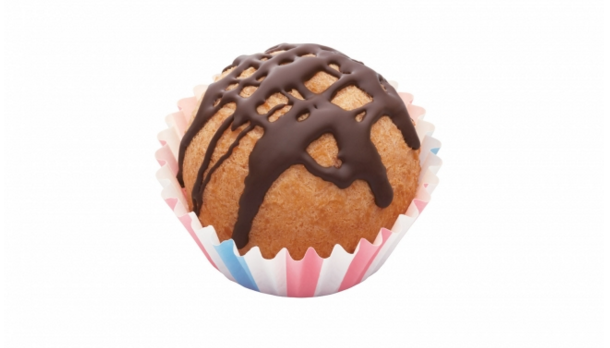 画像: ●ポン・デ・シュードーナツ　カスタード（97円） 外はさっくり、中はもっちりとした食感の生地に、口どけのよいカスタードクリームを詰め、チョコでデコレーションしました。