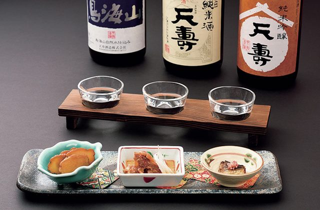 画像: 「地酒Bar」3種呑み比べ+3種酒の肴セット 1,201円(税込)