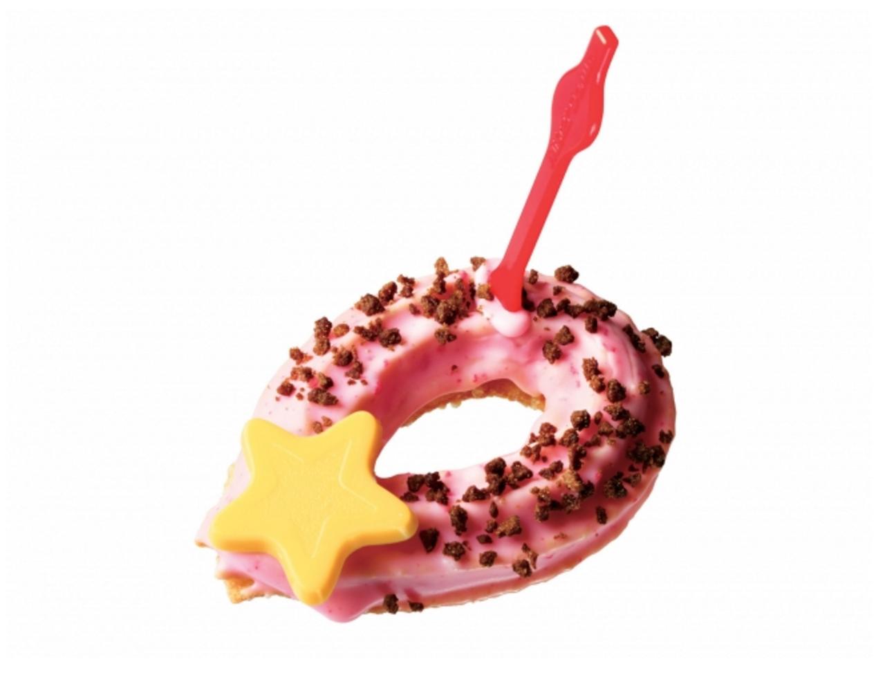 画像: ●キュートポップ　ミニストロベリーチュロ 外側がカリッとした食感のチュロ生地をストロベリーチョコでコーティング。チョコクランチと星型チョコでデコレーションしました。