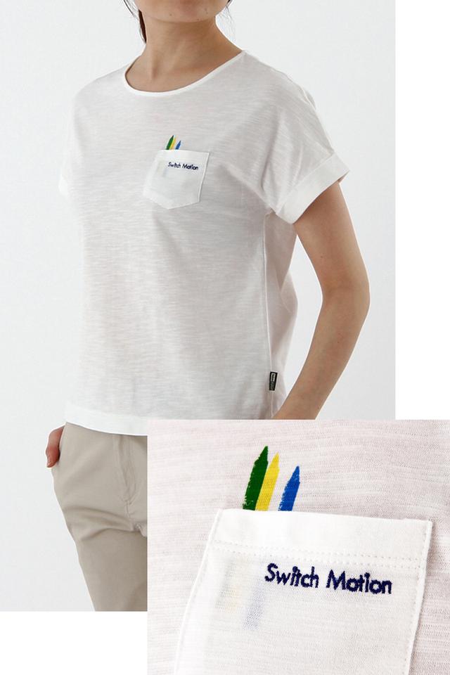 画像: <スウィッチモーション>レディス 商品名 :クーピーポケットTシャツ カラー :アイボリー、ライトグレー サイズ :M-LL 価格(税抜):4,800円 発売日 :4月11日(月) 商品名 :クーピーラインボーダーTシャツ カラー :アイボリー、ネイビーブルー サイズ :M-LL 価格(税抜):4,500円 発売日 :4月11日(月)