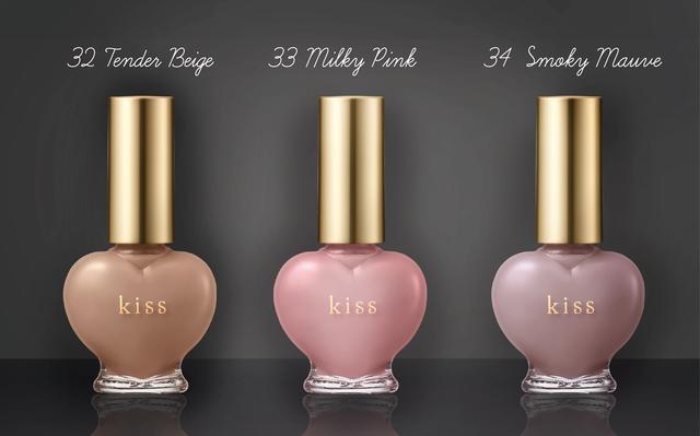 画像: キス ネイルコレクション 新色3色 各¥648(税抜¥600) 2016年5月16日(月)発売 32 = Tender Beige : 指先がスマートに見える、美人ベージュカラー 33 = Milky Pin : ちょっぴり甘いのに、大人かわいいピンクカラー 34 = Smoky Mauve : こなれた印象になれる、おしゃれスモーキーカラー