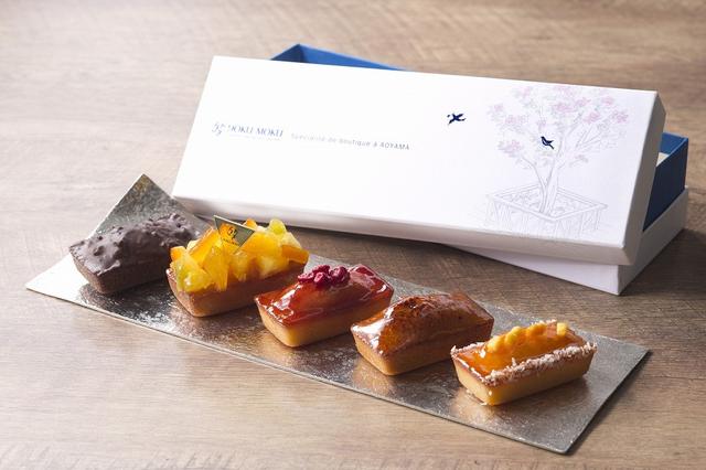 画像: 【商品名】サンクビジュー(ショップ限定) 【価格(税別)】1,200円(5個入)/ 2,400円(10個入) 【コンセプト】宝石のように華を添える手土産やパーティーにおすすめの半生菓子 【内容】●定番味:キャラメル、ショコラ、フランボワーズ、パッション ●季節味:1アイテム(夏はパイナップル・キウイ) 【内容】※以降は異なるテーマで展開予定 ※春夏秋冬と季節に合わせて限定味を展開予定