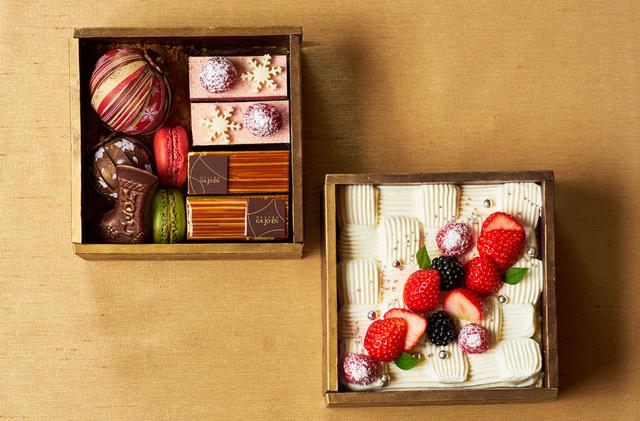 画像: 【玉手箱 de Noel】 料金:¥30,000(税別)※限定10台(13.5×13.5×14.7cm) 創業88周年を記念した“和のプレミアムケーキ”です。豪華絢爛な建物にちなみ「昭和の竜宮城」という異名をもつ目黒雅叙園。竜宮城からインスピレーションを受け、丸ごと食べられる玉手箱の形をしたケーキをご用意しました。重厚感ある仕上げのチョコレートで作られた2段の玉手箱の中には、可愛らしいケーキをぎっしり詰めました。上段には、和柄模様が美しい手毬チョコレートをはじめ、マカロンやミニサイズのケーキを。ショップで定番の“シシリアン”のケーキも入っており、人気商品の味もお楽しみいただけます。下段には、希少な嘉山農園の苺をたっぷりと使用したショートケーキをご用意。シェフこだわりの生クリームは、苺のみずみずしさを引き立たせます。玉手箱を開けるワクワク感が嬉しい、特別な日にピッタリなプレミアムケーキ。大切な方とお楽しみください。