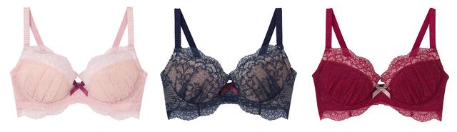 画像: ◇ブラジャー<3/4カップタイプ>(品番:BYL329)¥4,200~+税 【デザインポイント】 カップ裏打ちのカラーを上下で切り替え、今までと違った見え方に。カップ下にたっぷりレースを施して、可 愛らしさをプラス。