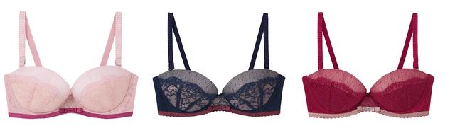 画像: ◇ブラジャー<1/2 カップ(ストラップレス)タイプ>(品番:BYL529)¥4,200~+税 【デザインポイント】 洋服の着こなしを意識して、レースとチュールの切り替えでシンプルに。カップ裏打ちのカラーを切り替えることで、遊び心もプラス。