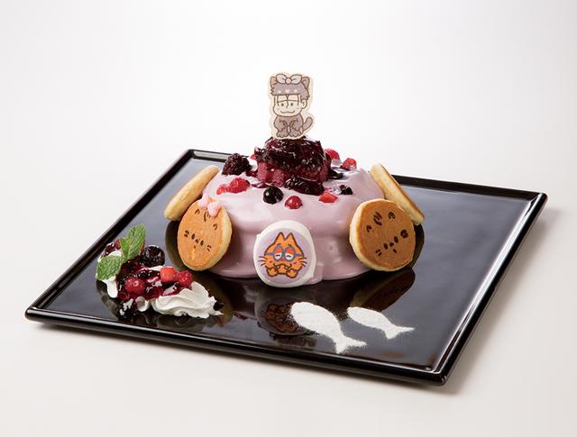 画像: 一松とニャニィニュニェニョンの幸せギュッギュっ☆パンケーキ 1,490円+税 (c)赤塚不二夫/おそ松さん製作委員会 (c)1976, 1979, 1984, 1988, 1996, 2017 SANRIO CO.,LTD.