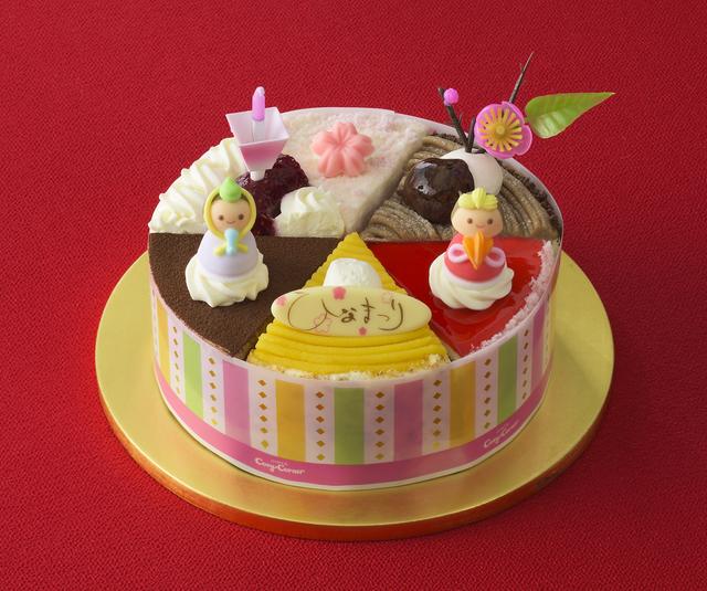 画像: 価 格: 直径15cm、6人分/¥2,600(税込¥2,808) 特 長: ラズベリー、マロンショート、渋栗のショート、いちごミルク、チョコストロベリー、チョコレート。6つの味わいを楽しめるアソートケーキ。どれを食べるかは早いもの勝ち!