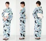 画像: 猫モチーフの浴衣だと一目でわかります。(モデル身長167㎝)