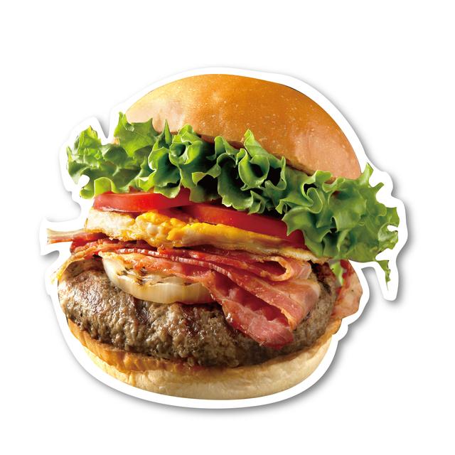 画像: ◆商品名:「ベーコンエッグバーガー」 ◆価格:単品 1,180円(税抜き) ランチSET 1,380円(税抜き)、 ディナーSET 1,480円(税抜き) ◆販売期間: 2017年5月12日(金)~2017年7月上旬 ※終了時期は変更になる場合があります ◆詳細:カリっと焼いたベーコンと半熟の目玉焼きをトッピング。目玉焼きは両面焼きにし、外はカリッと中はとろ~り半熟で仕上げました。新鮮なトマトとグリーンカールもたっぷり入り、それぞれの食材が見事なバランスを見せる王道のハンバーガーです。