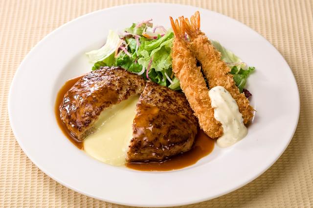 画像: チーズINハンバーグ&海老フライ 699円 【通常799円】