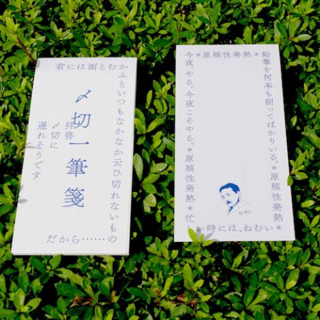 画像: 夏目漱石先生のイラスト入りの一筆箋。 「今夜、やる。今夜こそやる。」「原稿性発熱」「鉛筆を何本も削ってばかりいる。」「忙しいときには、ねむい」など、パワーワード炸裂!〆切に追われる人も、追う人も、これで一筆したためれば効果バツグン(!?)