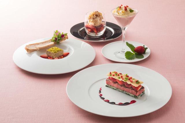 画像: ◇ストロベリーディナーコース 8,500円 時間:18:00 ~ 21:30 (L.O.) ・苺とフォアグラのテリーヌ ・苺とお米の冷製ポタージュ バニラ風味のエスプーマと共に ・苺とビーフのフロレンティン お菓子仕立て ・ストロベリーロマノフ