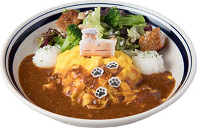 画像: にゃらんのほっこりオム温泉ライス 1,180円 ソースを温泉に見立てたあったかオムライス。ふわふわの卵の上で休憩するにゃらんに思わずほっこり。