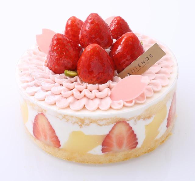 画像: ■商品名 : さくらアニバーサリー ■価 格 : 11.5㎝ / 本体価格 2,000円(税込 2,160円) 14.5㎝ / 本体価格 3,000円(税込 3,240円) *画像は15㎝です ■商品特徴 : 甘酸っぱい苺、白桃、北海道産生クリームを2種類ブレンドしたクリームを、しっとりソフトに焼き上げたスポンジケーキでサンドし、やさしい香りのさくらクリームで華やかに満開の花びらを描きました。さくらクリームは白餡を使ったさくら餡と生クリームでほどよい甘みに仕上げています。 ■販売期間 : 3月4日(日)〜4月15日(日)