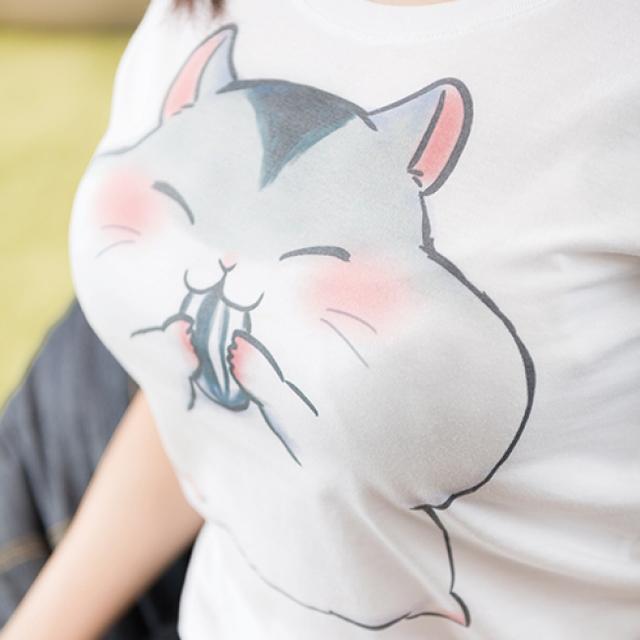 画像5: けしからんほど"ほおぶくろ"をパンパンにした幸せそうなハムスターTシャツ