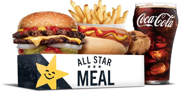 画像: <MEAL1> ダブルチーズバーガー、ホットドッグ、フレンチフライ(S)、チョコチップクッキー、フリードリンク(Sサイズカップ)