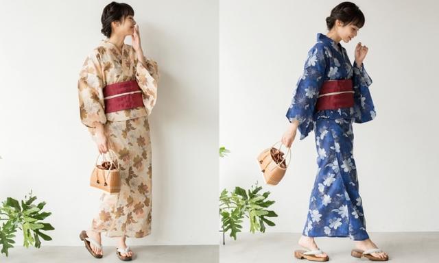 画像: アイテム名:浴衣/キダチダリア4点セット 価格:25,000円(税別) サイズ:FREE カラー:べージュ・ネイビーの2色展開 商品説明:着姿が幼くならないよう、ワントーンで仕立てました。 ※浴衣の着付け冊子付(なくなり次第終了いたします)。
