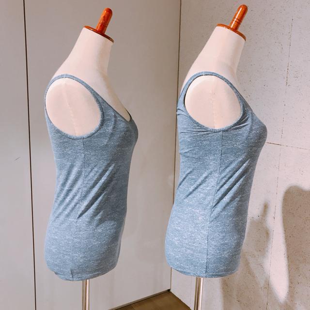 画像: (左)一般衣類用洗剤×標準コースで洗濯したブラトップ (右)アクロン×おしゃれ着コースで洗ったブラトップ