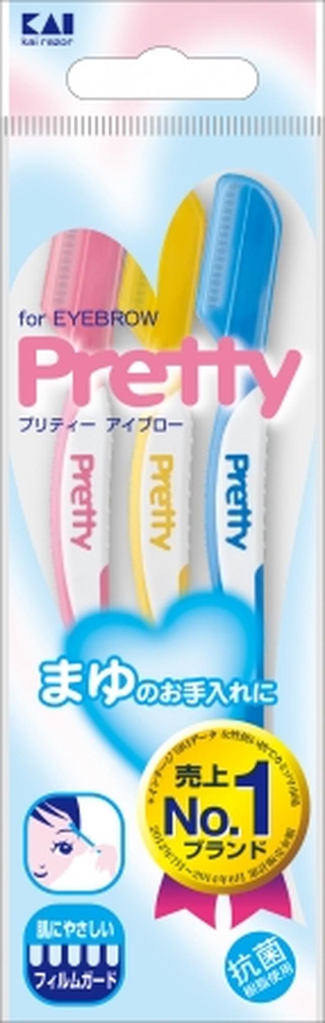 画像: プリティ アイブロー 3本入り 価格:250円(税抜) マユを整えるのに最適なコンパクトヘッドのL型カミソリ