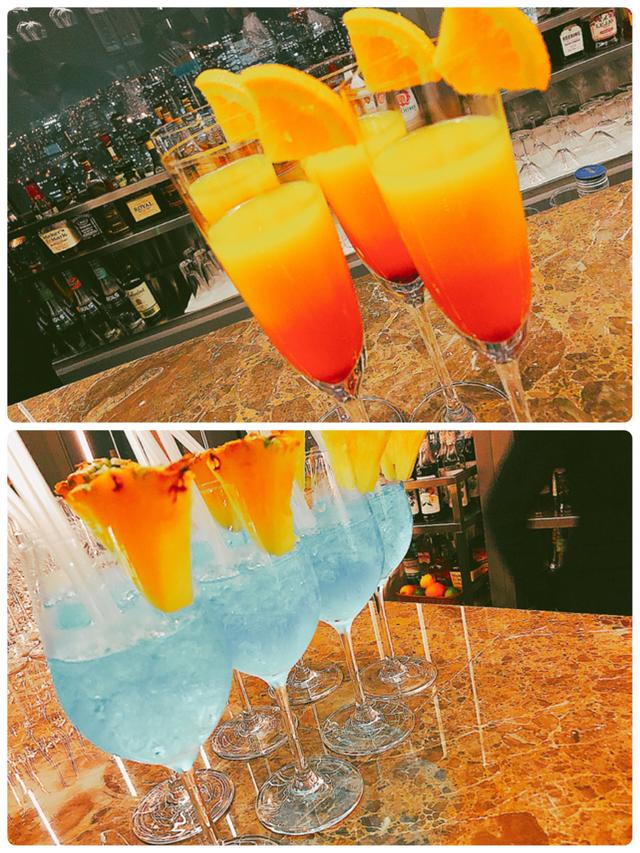 画像: 【上】「SHIODOME SUNSET」 どこかドラマチックに移る大都会の夕暮れ。 沈む太陽に染まる夕焼けは、これから始まるとっておきの夜の物語を予感させます(マンゴーベース/ノンアルコール) 【下】「SHIODOME LAGOON」 大いなる海へと続くラグーン。青い空と遠くの水平線を見つめながら、鮮やかな景色の中へ吸い込まれていくことでしょう…(ラムベース/柑橘系)