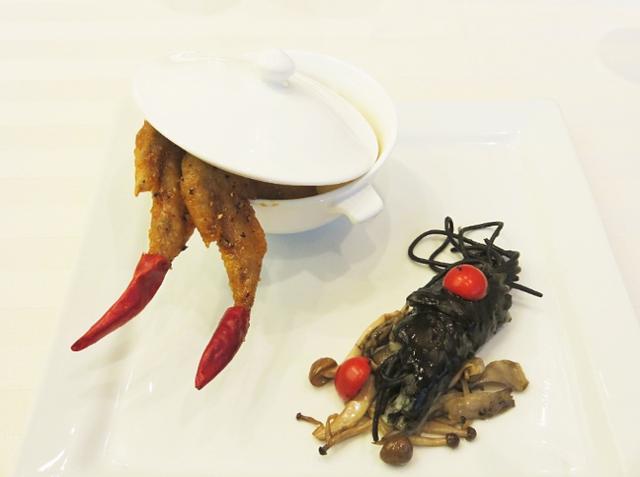 画像1: イカ墨パスタの蚕風と手羽先のディアブル〜悪魔の指仕立て〜