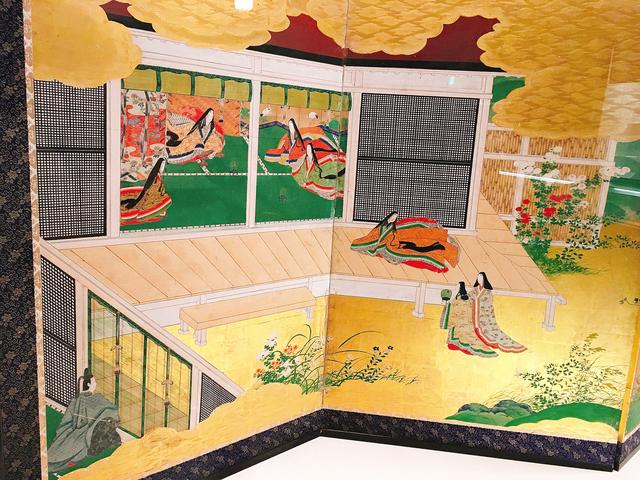 画像: 源氏物語の一節を表した屏風絵