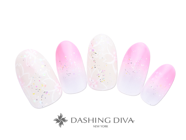 画像: ピンクグラデーションにラメを散りばめたキラキラ桜アート