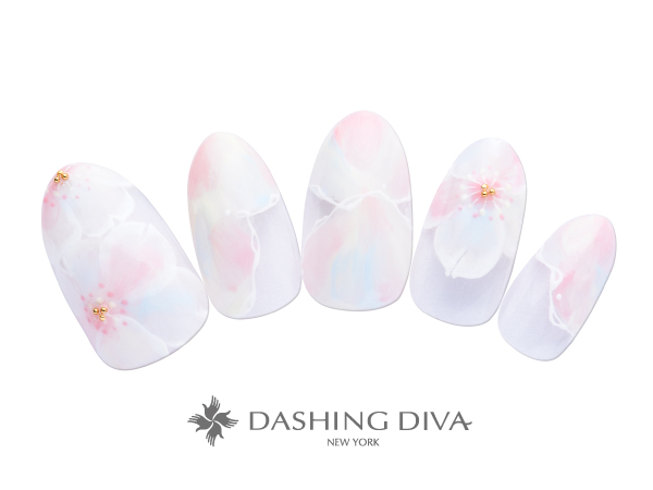 画像: パステルカラーのトールペイントで抜け感のある桜ネイル