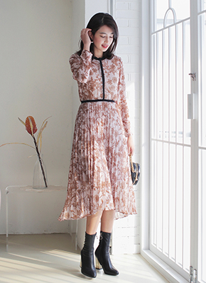 画像: [DHOLIC] プリーツフローラルシフォンワンピース・全2色ワンピース・スカート|レディースファッション通販 DHOLICディーホリック [ファストファッション 水着 ワンピース]