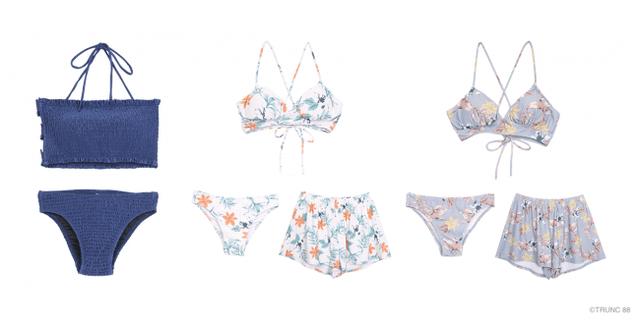 画像: 左)Shirring Halter Swimwear ¥9,720 右)Botanical 3piece Swimwear ¥10,800