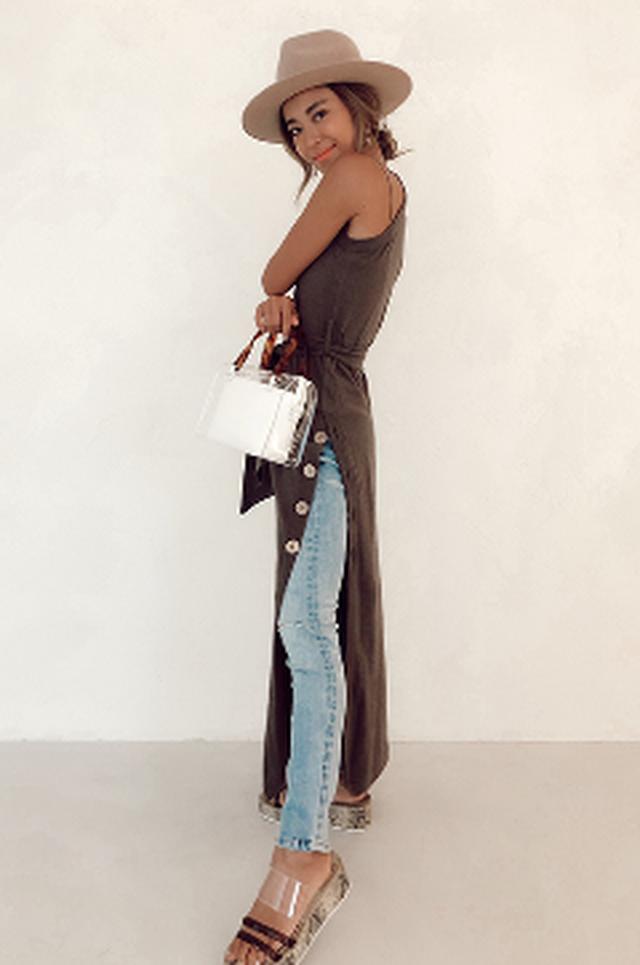 画像: Side Slit Coconut Button Tank Dress Chocolate (Fサイズ) ¥15,200(+tax)