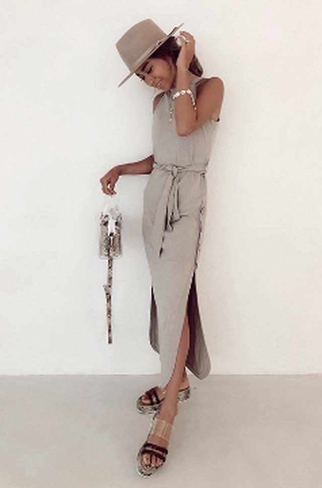 画像: Side Slit Coconut Button Tank Dress Sand Beige (Fサイズ) ¥15,200(+tax)