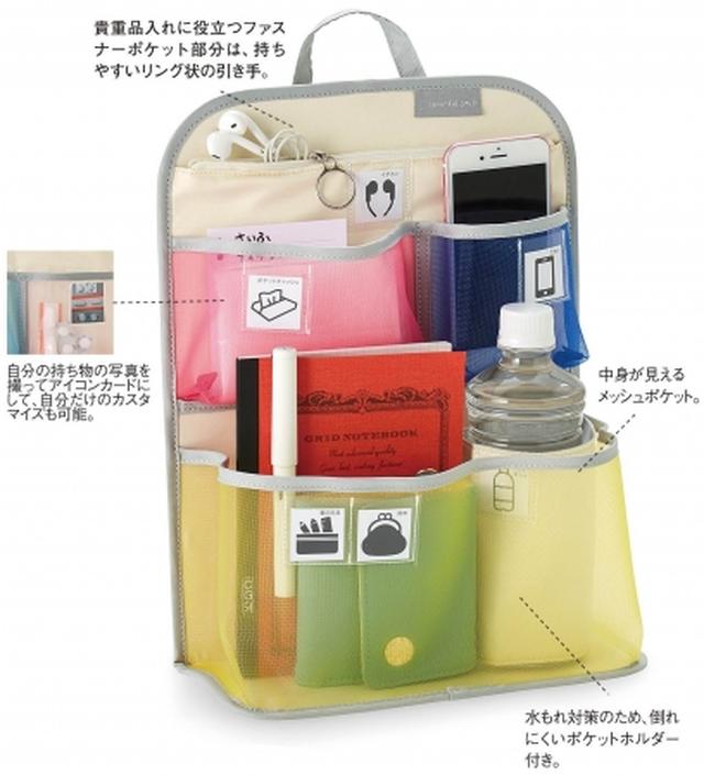 画像3: 整理整頓が苦手・忘れんぼさんのための「ポケットの中が見える メッシュリュックインナー」