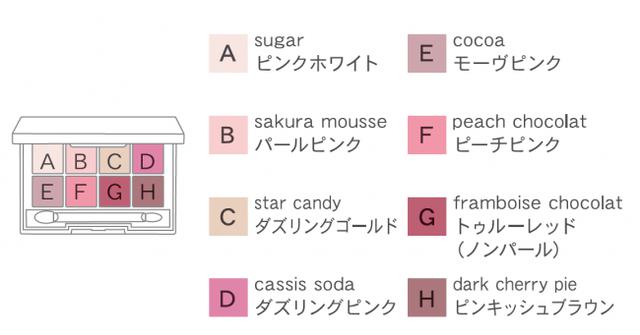 画像: 大きなハートがプレスされた8色は、ギャレンタインズキャンディーの甘い香り。それぞれのカラーには、パーティに欠かせないスウィーツやドリンクの名前をつけました。