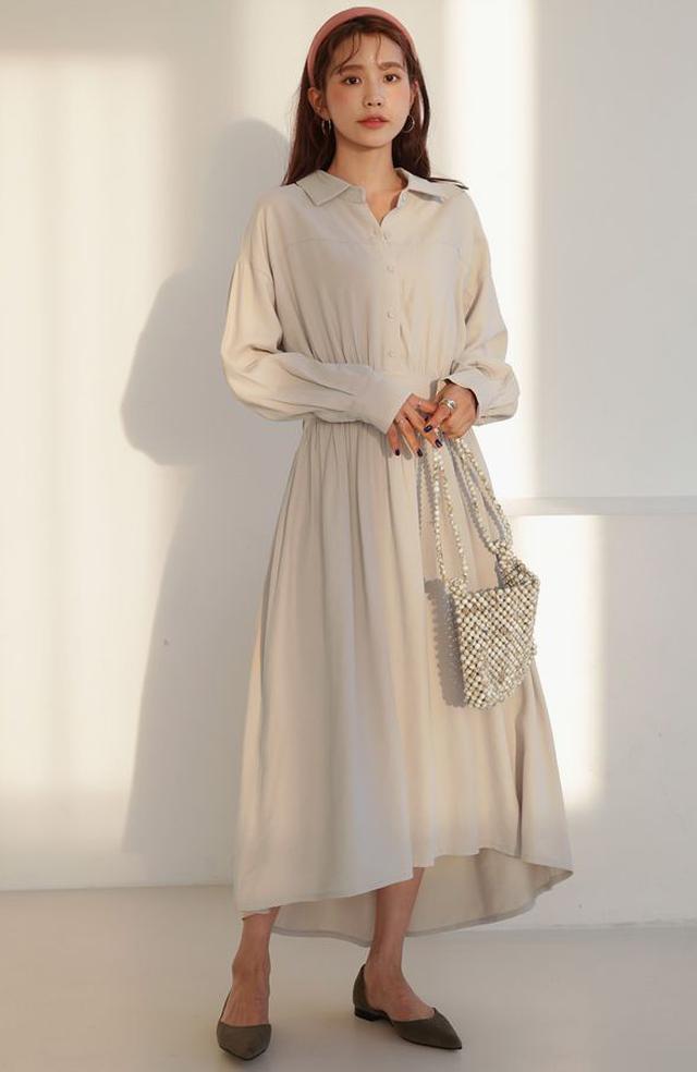 画像: ギャザーシャツワンピース・全2色・b55215 ¥6,919(税込)