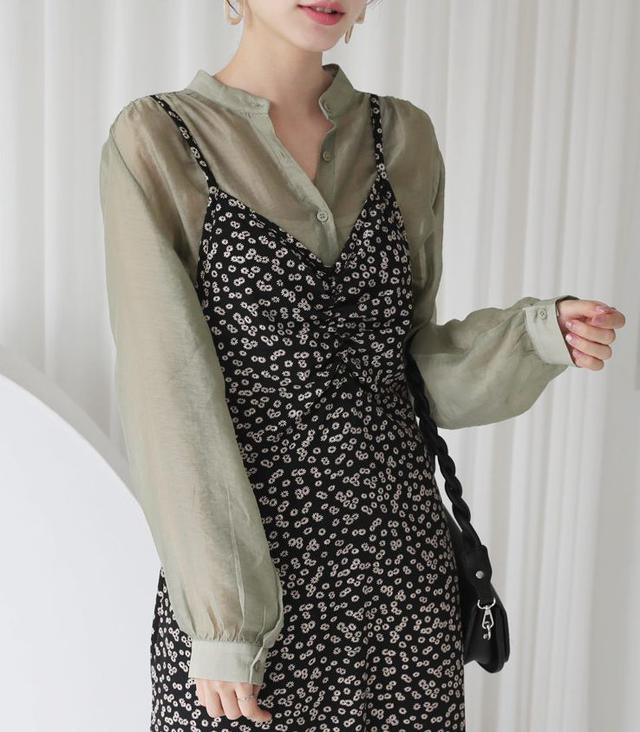 画像1: バンドカラーシアーシャツ ¥5,489(税込)