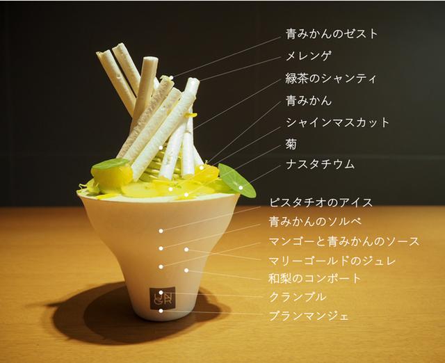 画像2: 摘果みかん・シャインマスカット・ 緑茶・マリーゴールド・ピスタチオ… 「緑」と「香り」を重ねたパフェ