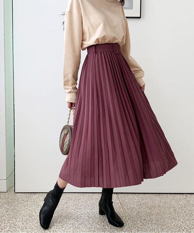 画像1: ベルト付プリーツスカート ¥2,962 (税込)