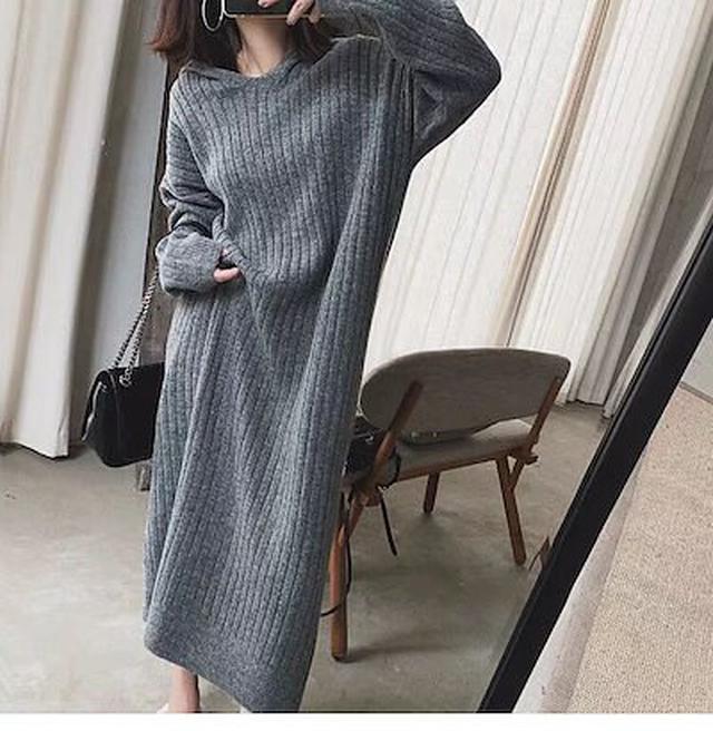 画像: 動きやすくてラクチンなグレーニットワンピース