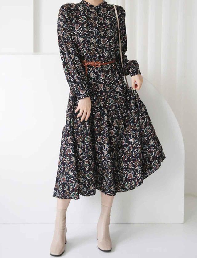 画像2: ベルト付フローラルワンピース ¥3,484 (税込)