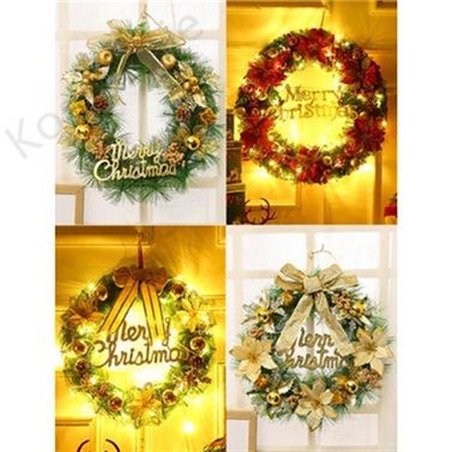 画像: ライト付きクリスマスリース