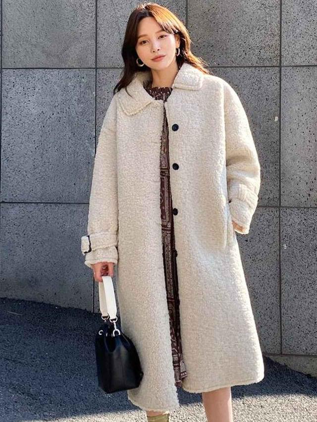 画像1: ベルト付ボアロングコート ¥8,965 (税込)