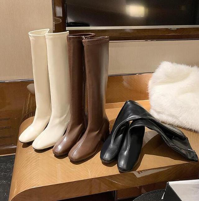 画像2: ステッチ付きシンプルロングブーツ