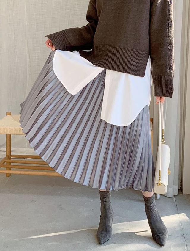 画像1: サテンプリーツスカート ¥2,992 (税込)