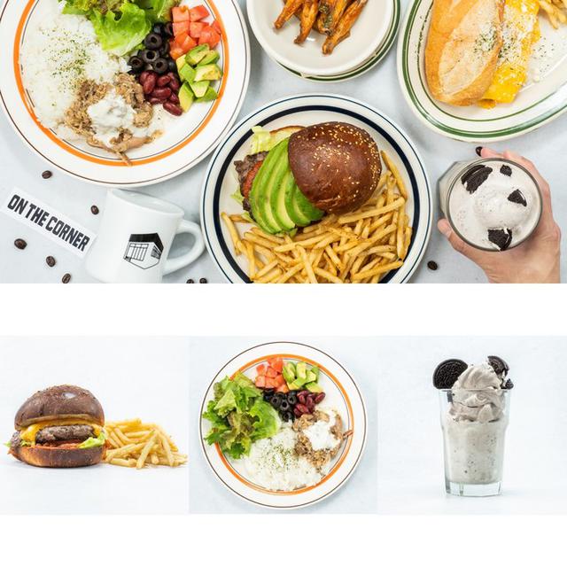 画像: (左)チーズバーガー ¥1,485→¥620 (中央)チキンオーバーライス ¥1,188→¥335 (右)オレオシェイク ¥1,188→¥335 ※最低注文金額の¥1,200との差額分はお客様負担となります。