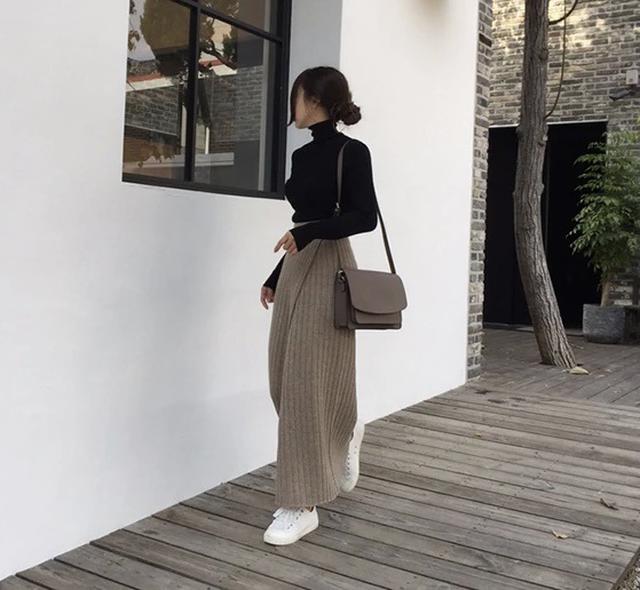 画像2: ウールチェック柄ロングスカート